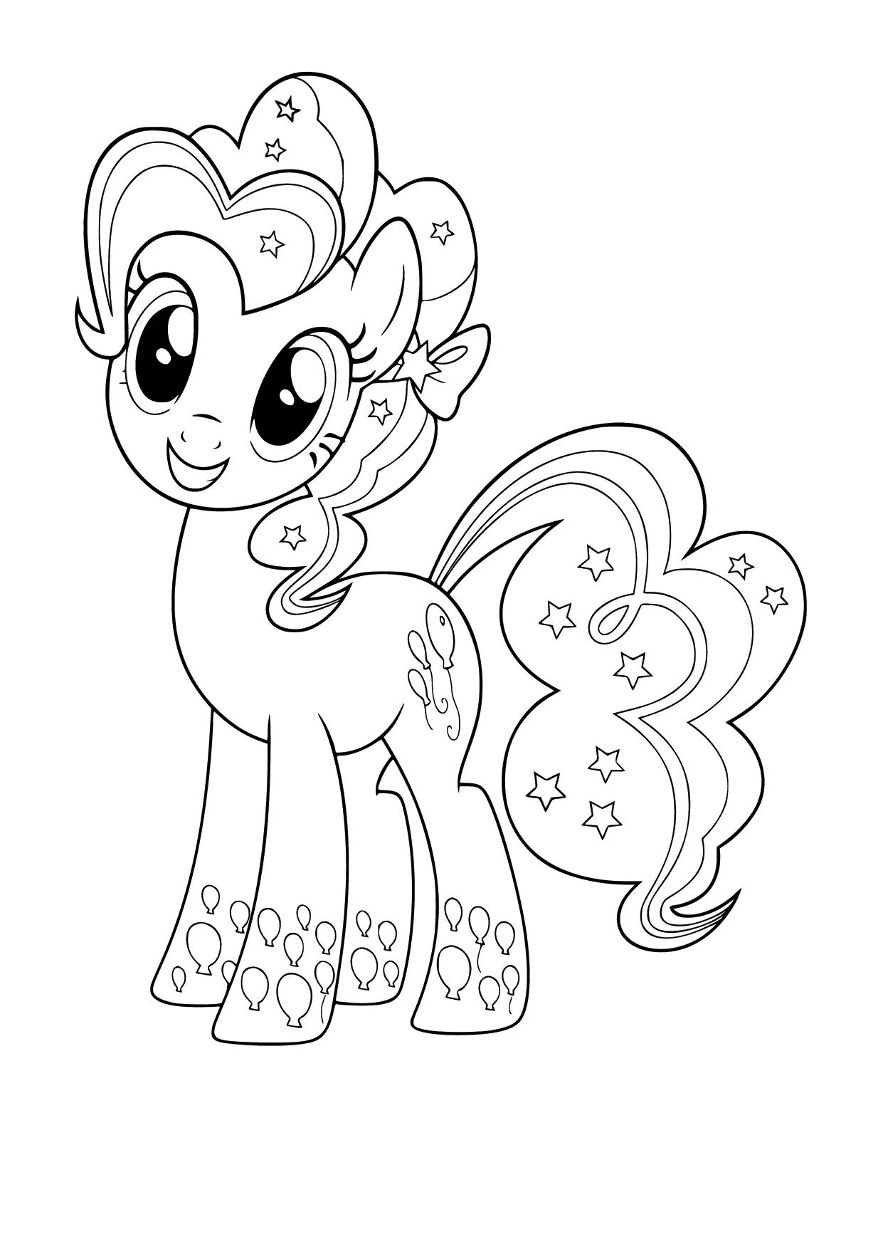 Gambar Mewarnai Pinkie Pie dengan Hiasan Bintang