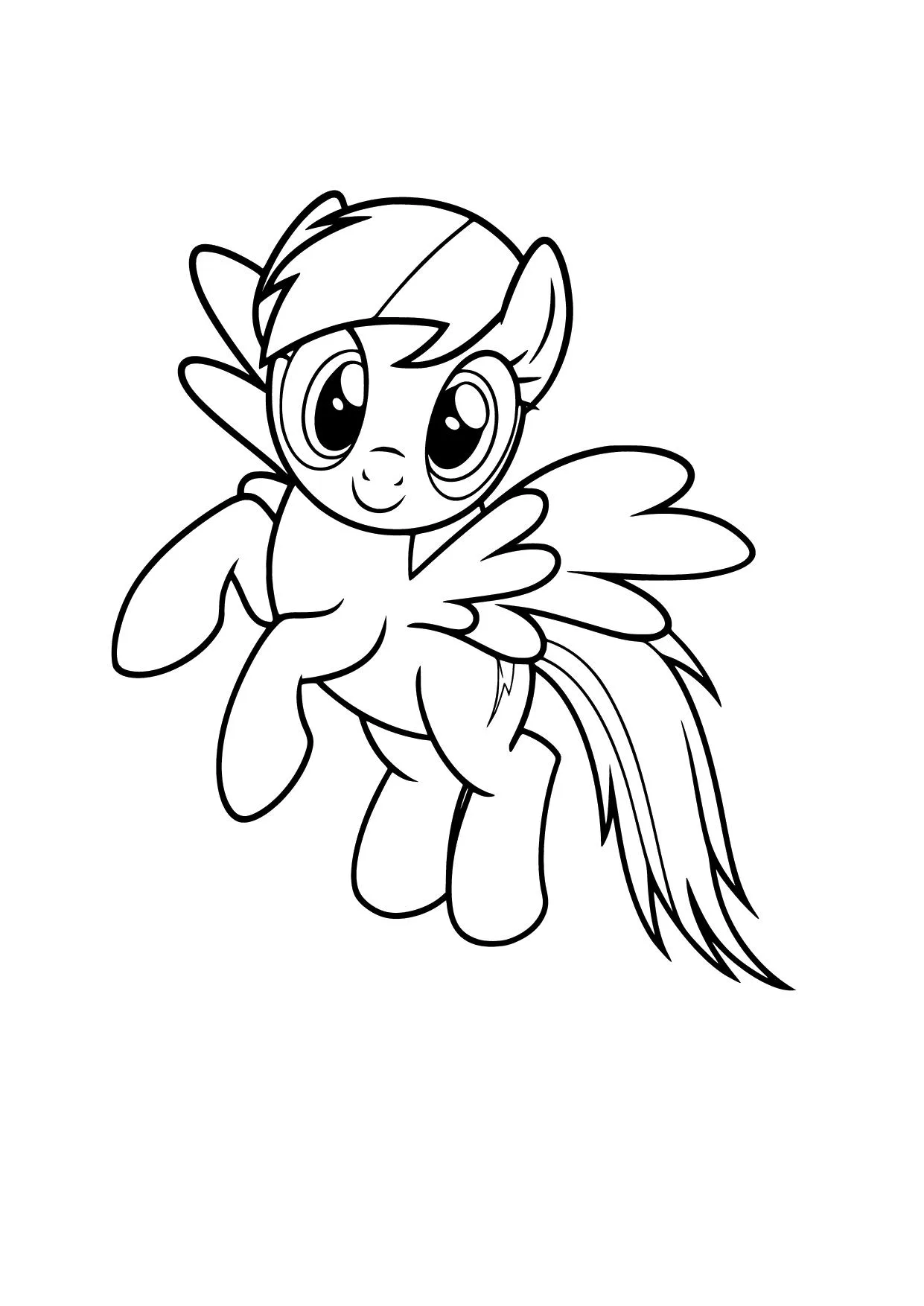 Gambar Mewarnai Rainbow Dash Terbang