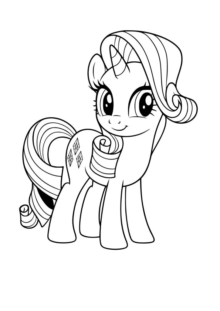 Gambar Mewarnai Rarity si Poni Unicorn