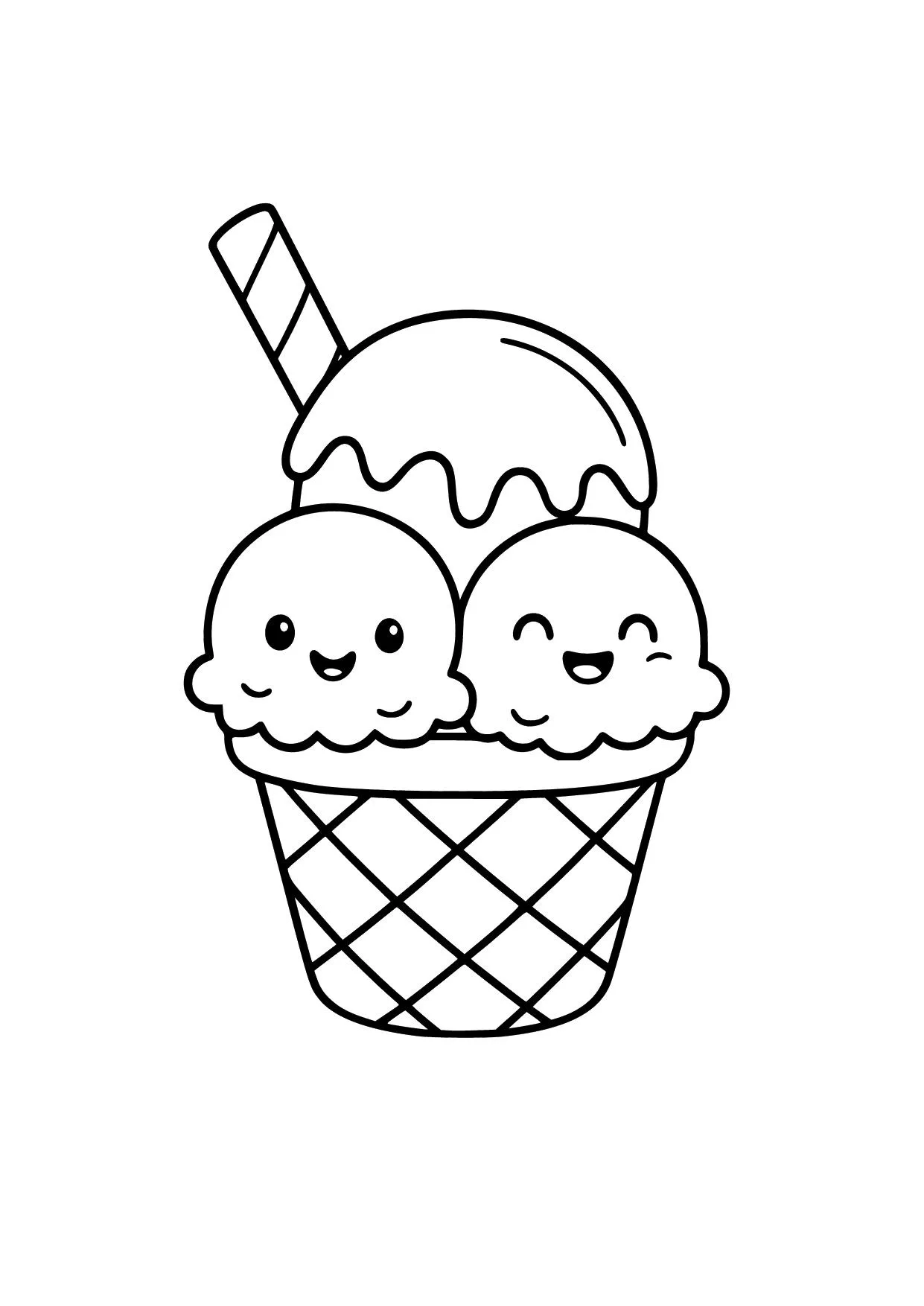 Gambar Mewarnai Tiga Cup Ice Cream