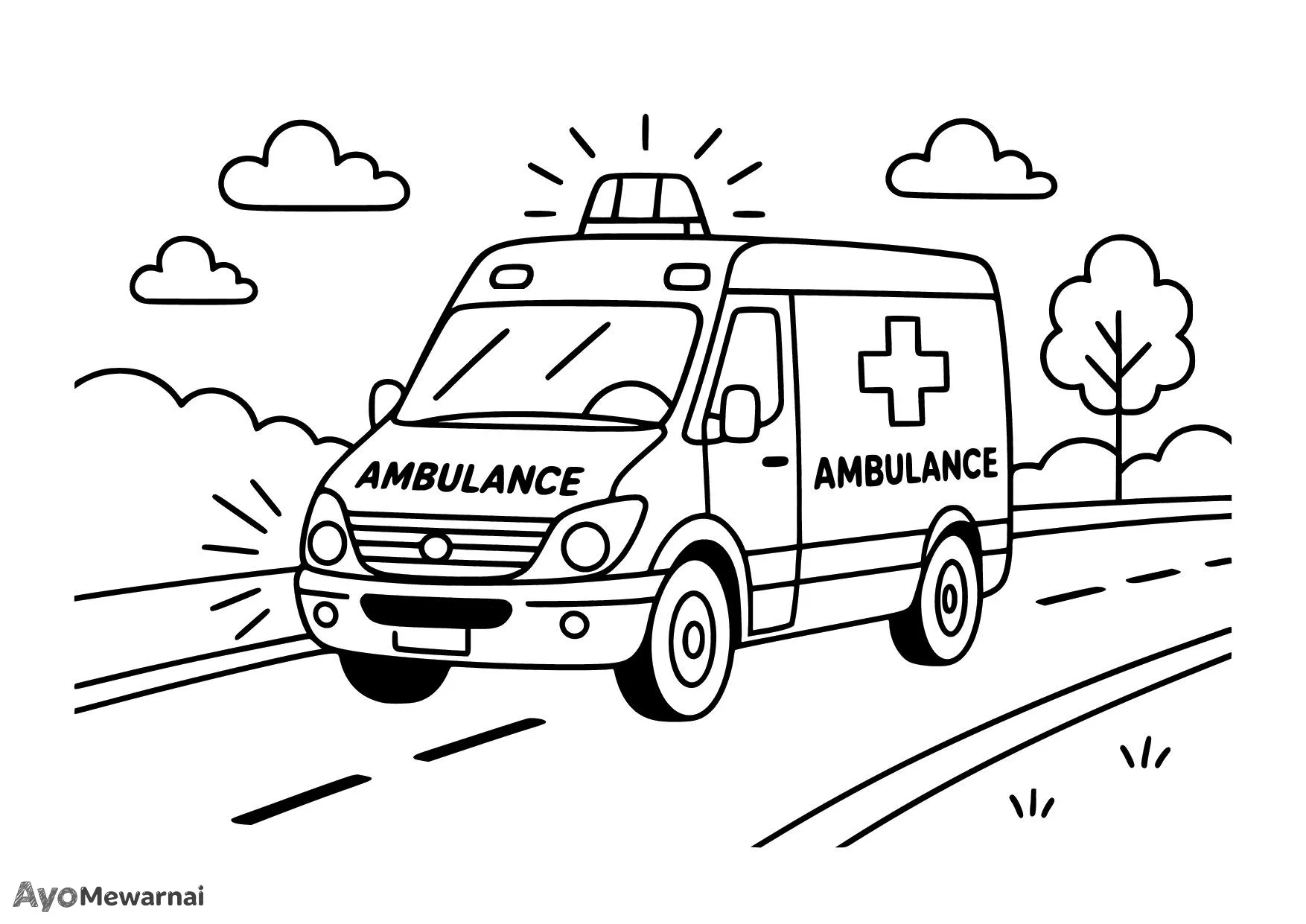 Gambar Mewarnai Ambulan Jalan
