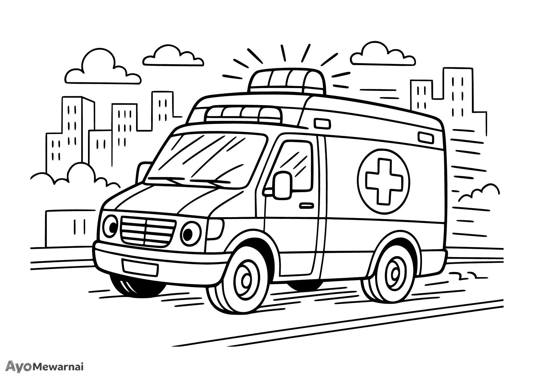 Gambar Mewarnai Ambulan Menuju Rumah Sakit