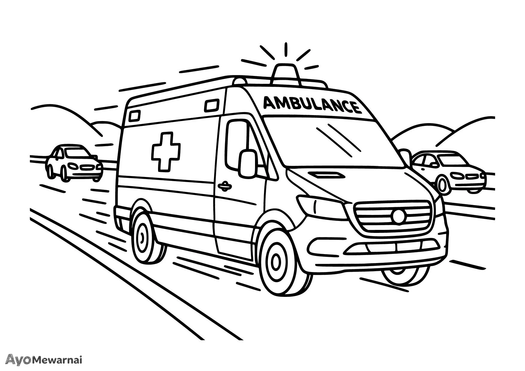 Gambar Mewarnai Ambulan di Jalan Tol
