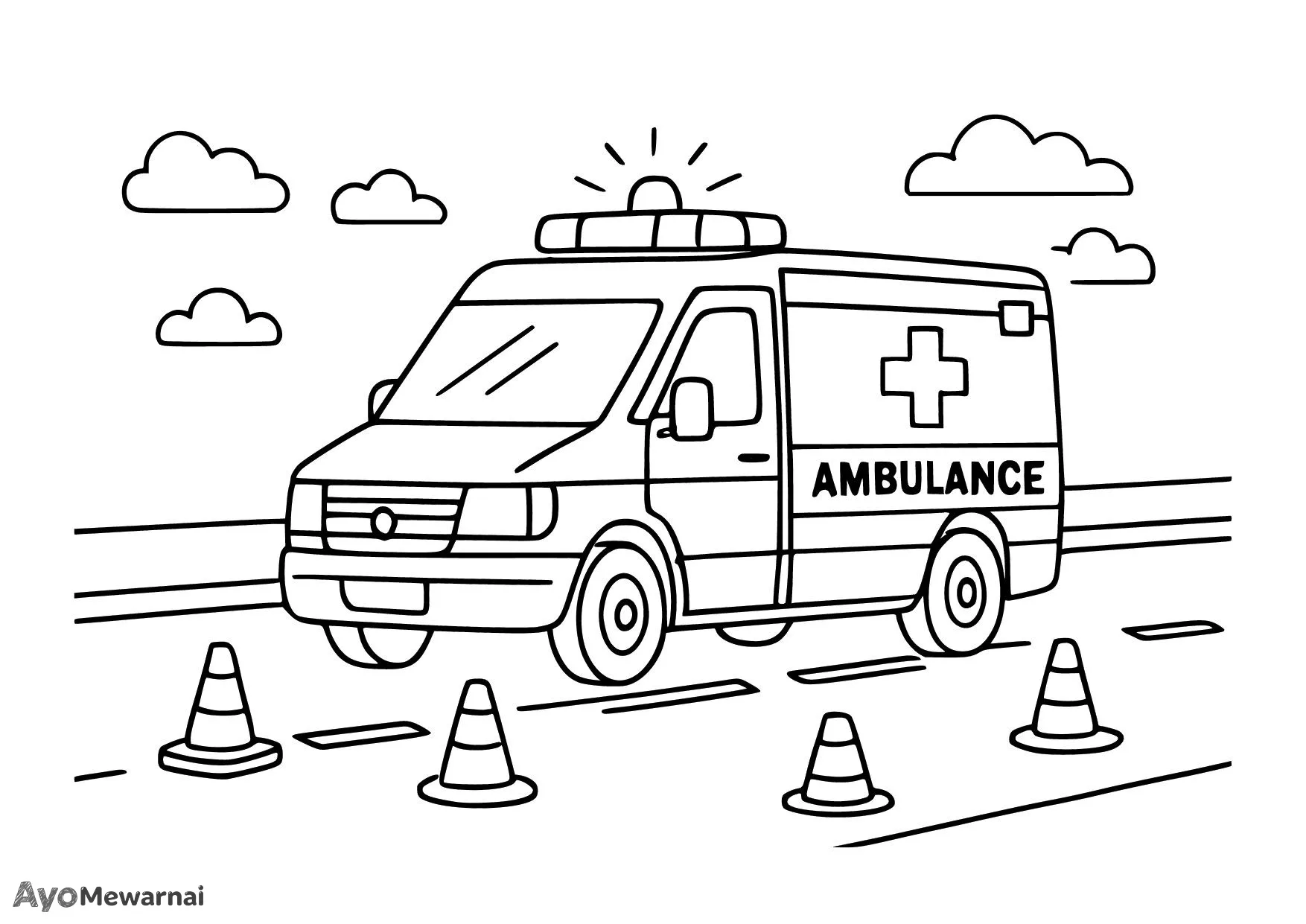 Gambar Mewarnai Ambulan di Lokasi Kejadian