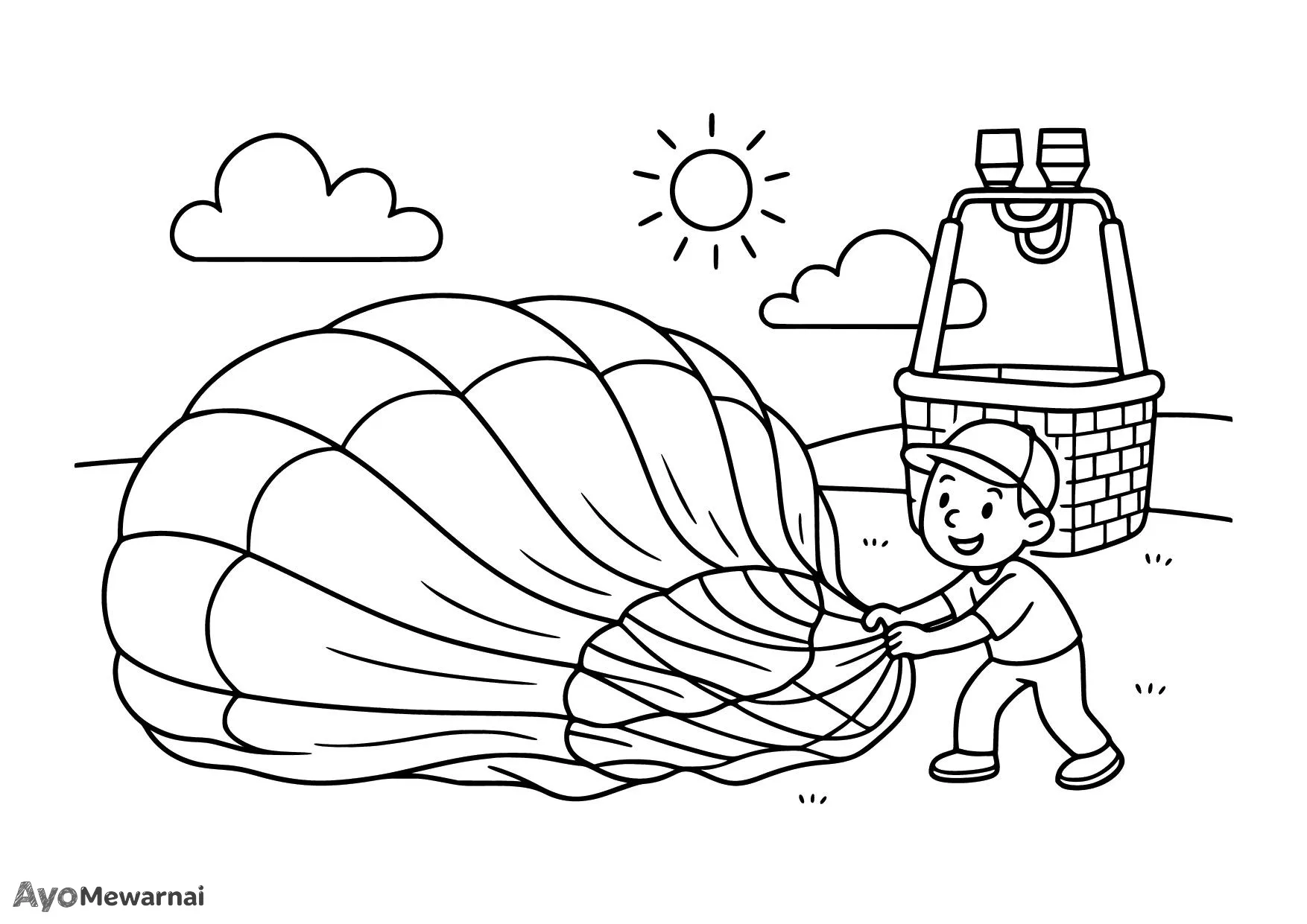 Gambar Mewarnai Balon Udara Dipersiapkan