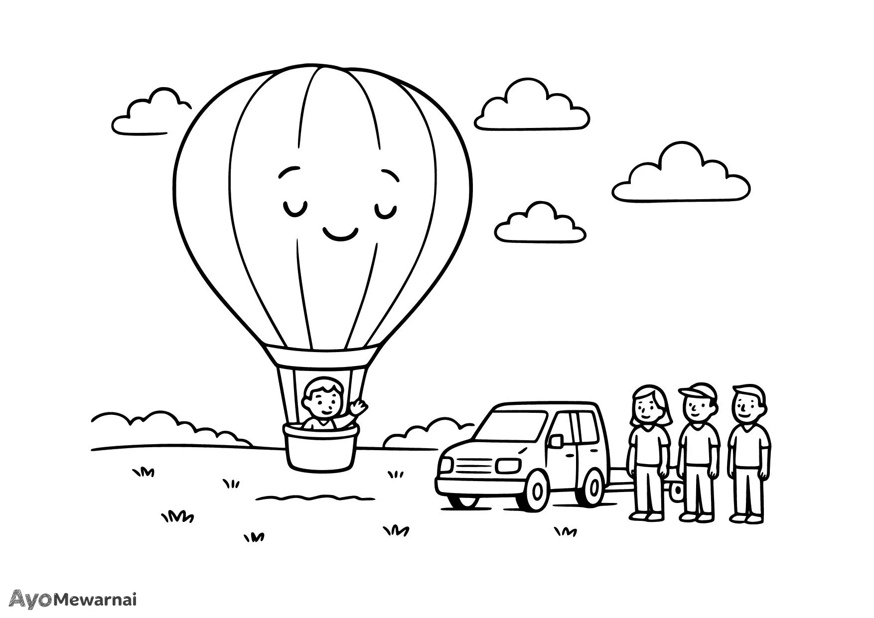 Gambar Mewarnai Balon Udara Mendarat