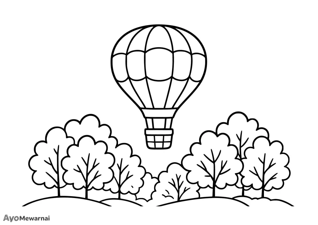 Gambar Mewarnai Balon Udara di Musim Gugur