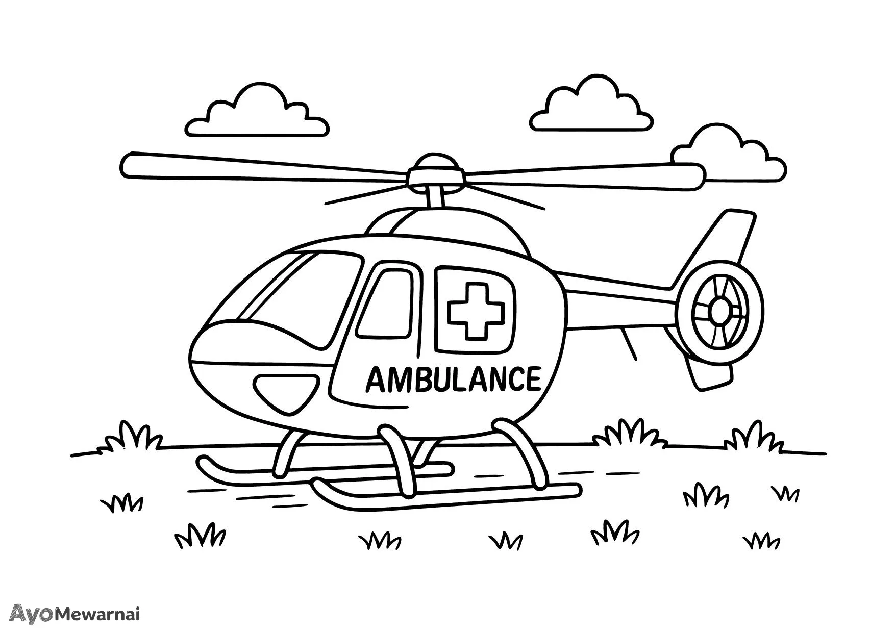 Gambar Mewarnai Helikopter Ambulan