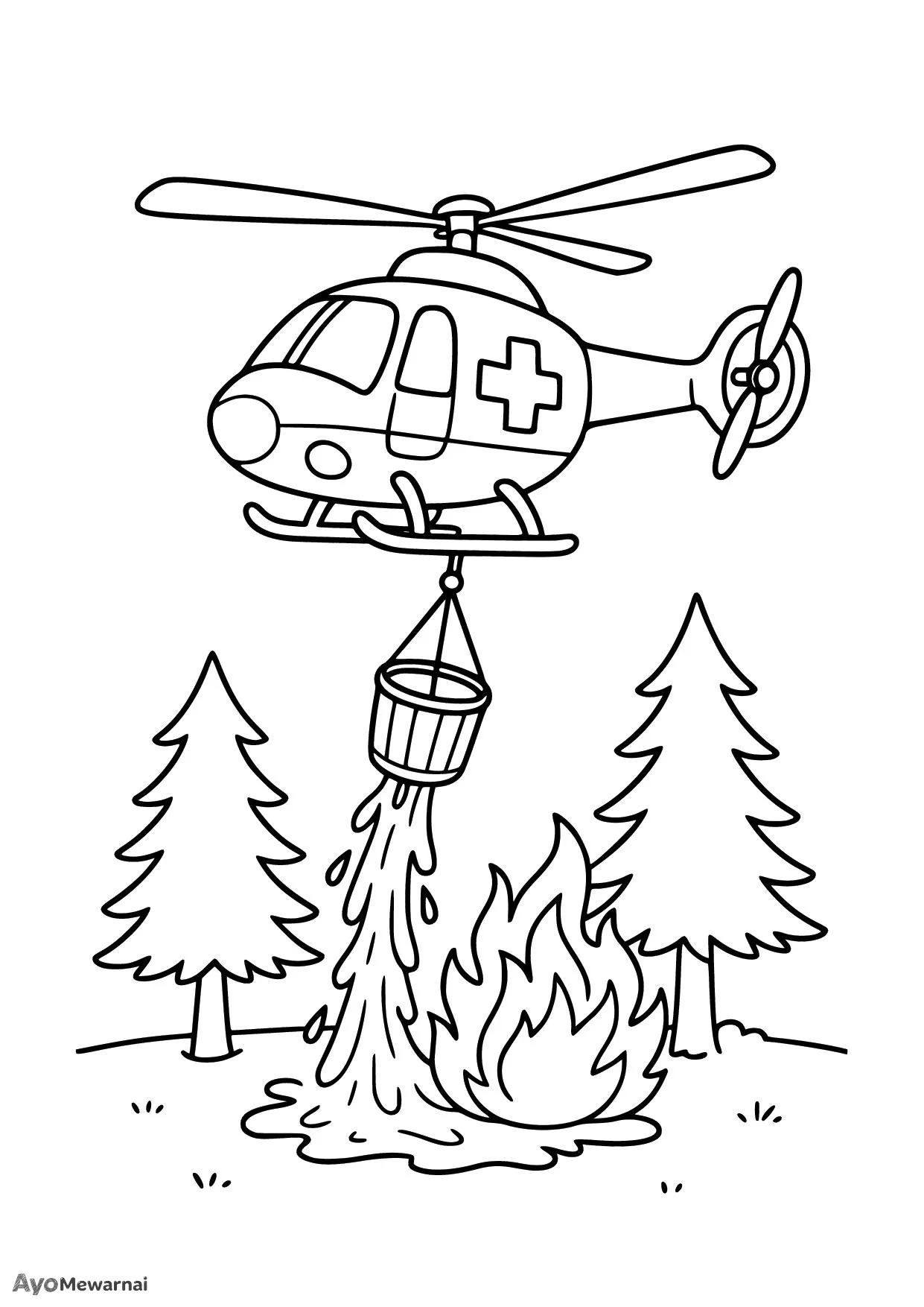 Gambar Mewarnai Helikopter Pemadam Kebakaran