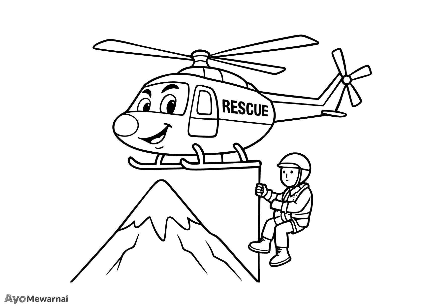 Gambar Mewarnai Helikopter Penyelamat