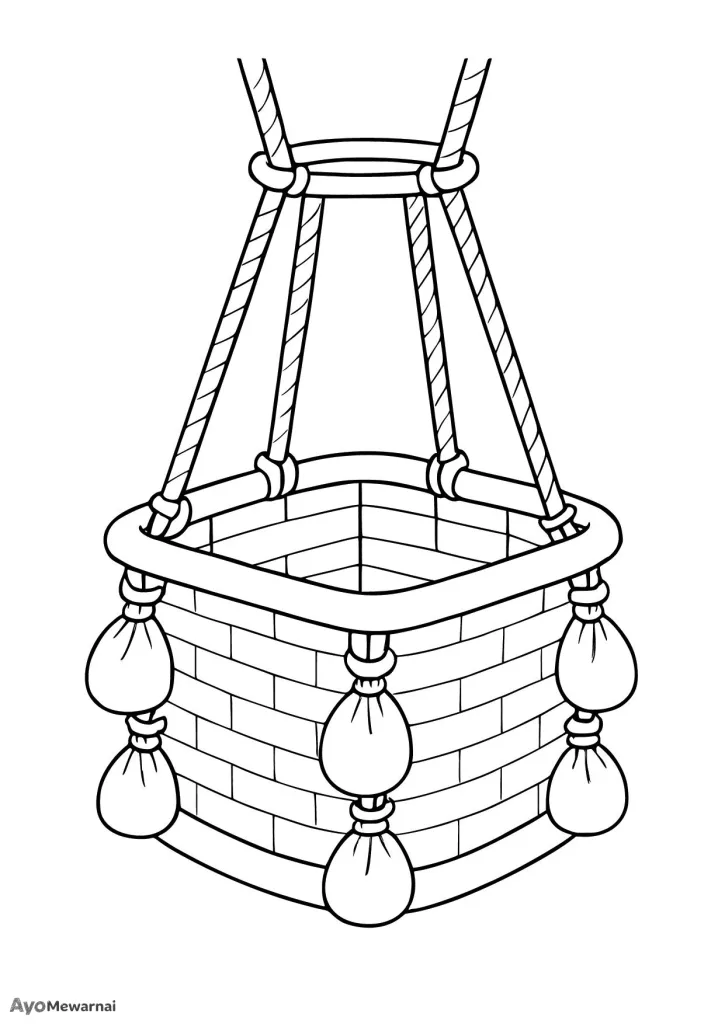 Gambar Mewarnai Keranjang Balon Udara