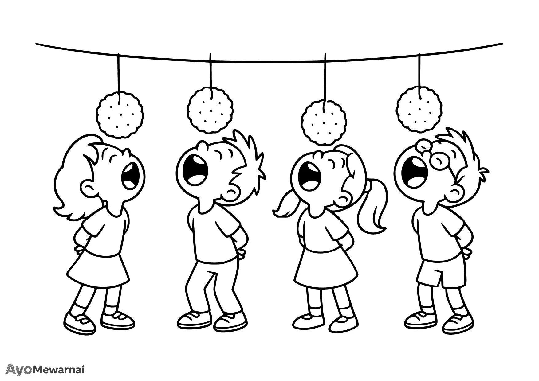 Gambar Mewarnai Lomba Makan Kerupuk 17 Agustus