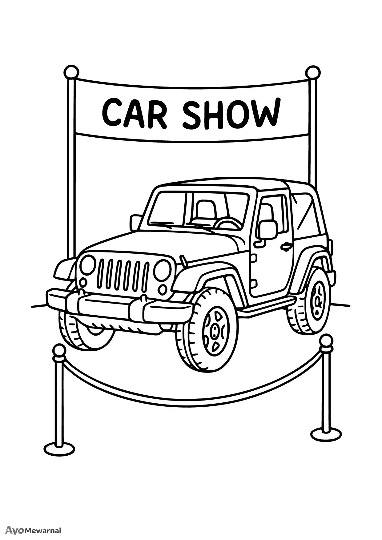 Gambar Mewarnai Mobil Jeep di Pameran Mobil