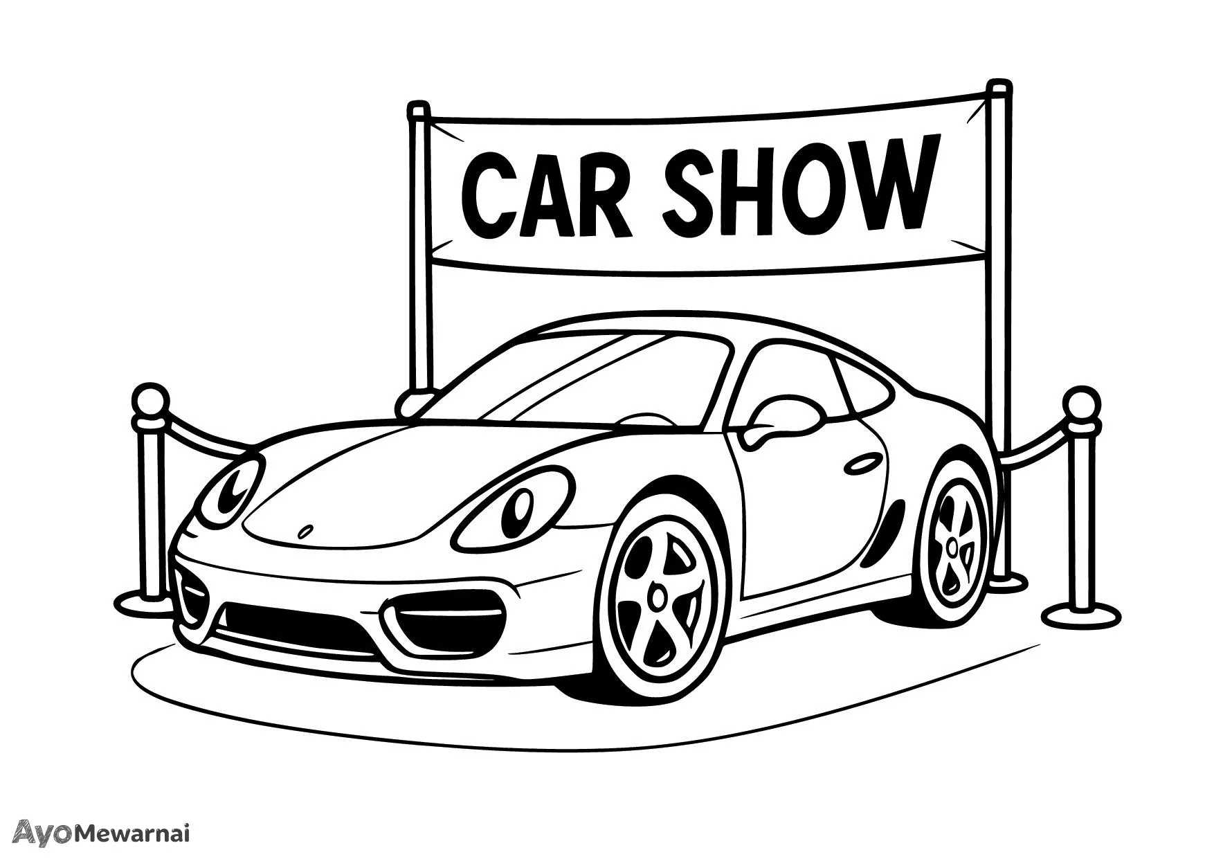 Gambar Mewarnai Mobil Sport di Pameran