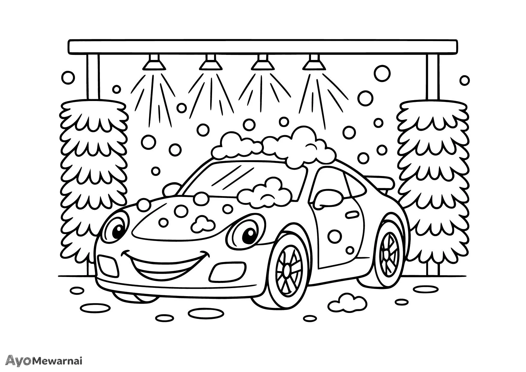 Gambar Mewarnai Mobil Sport di Tempat Cuci Mobil