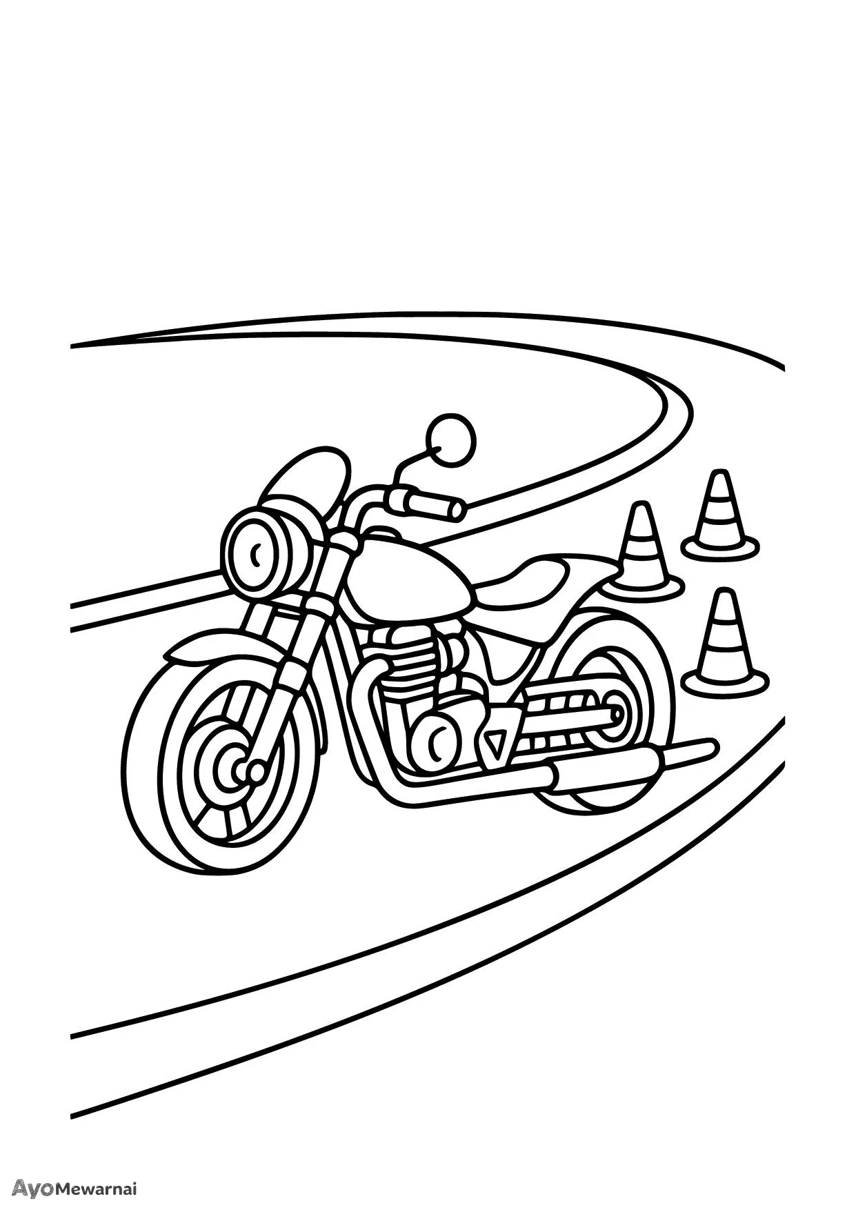 Gambar Mewarnai Motor Drag Berhenti di Tikungan