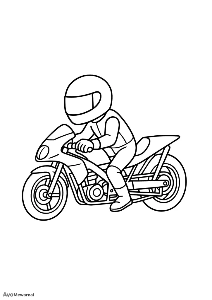 Gambar Mewarnai Motor Drag dan Pengendaranya