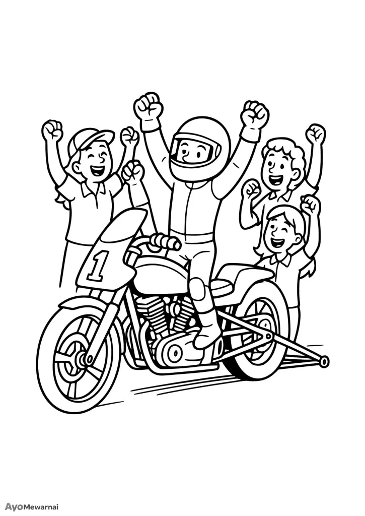 Gambar Mewarnai Motor Drag dan Tim Balap