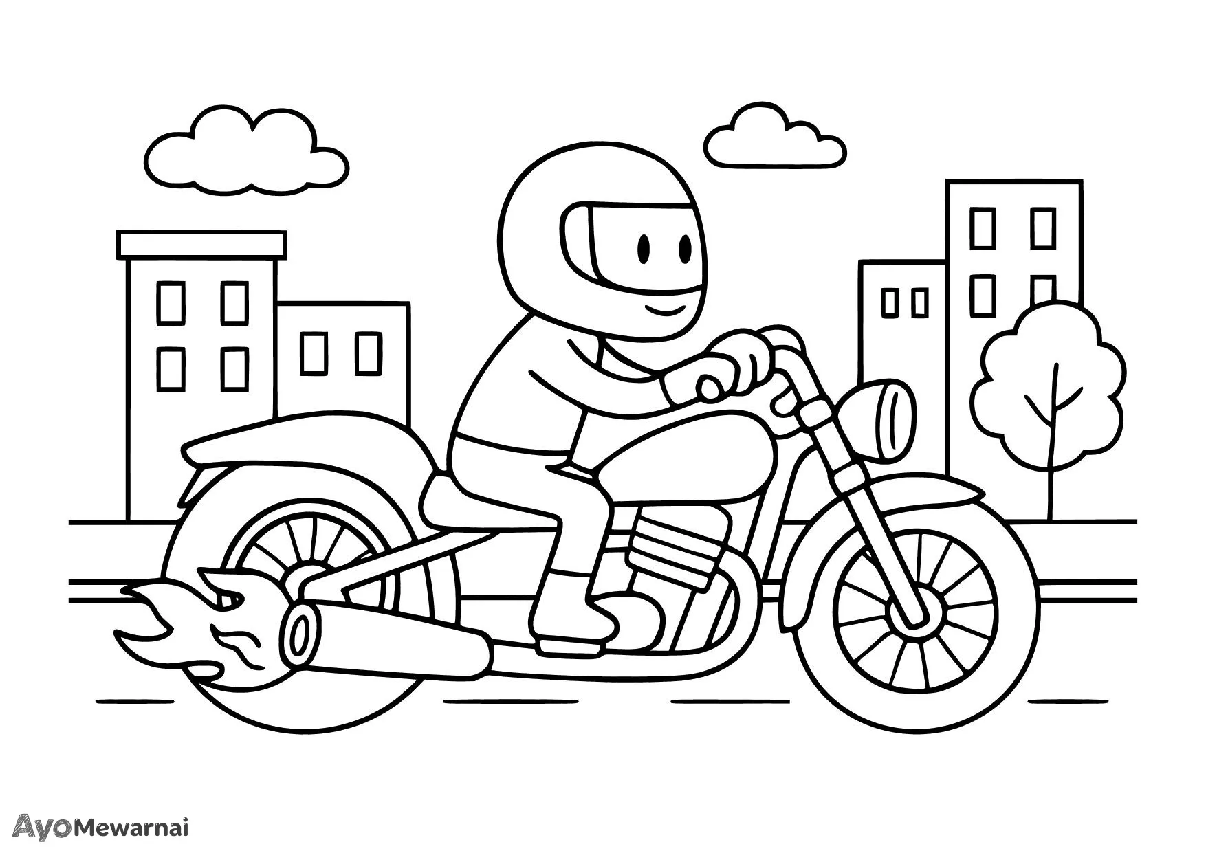 Gambar Mewarnai Motor Drag di Jalan Beraspal