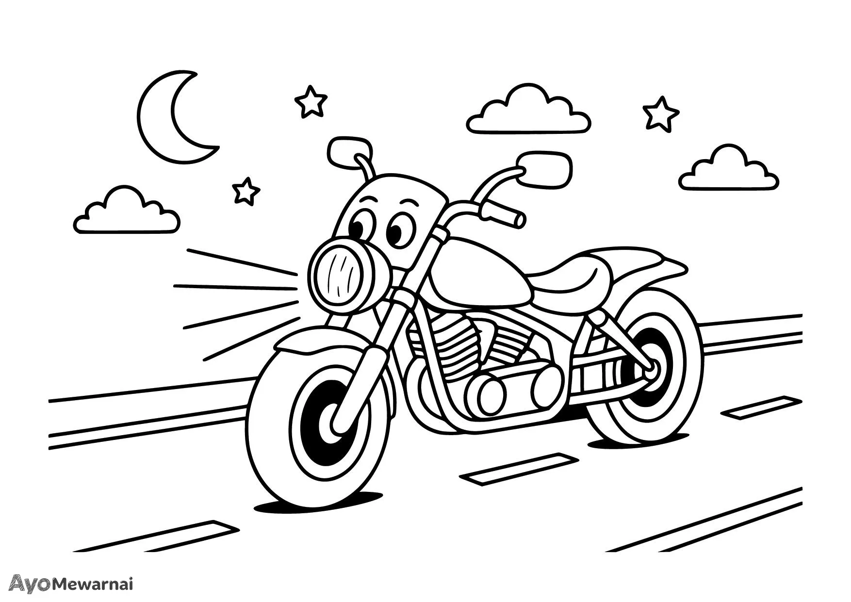 Gambar Mewarnai Motor Drag di Jalan Malam