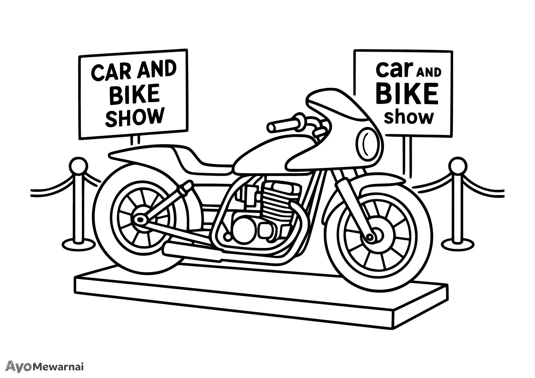 Gambar Mewarnai Motor Drag di Pameran