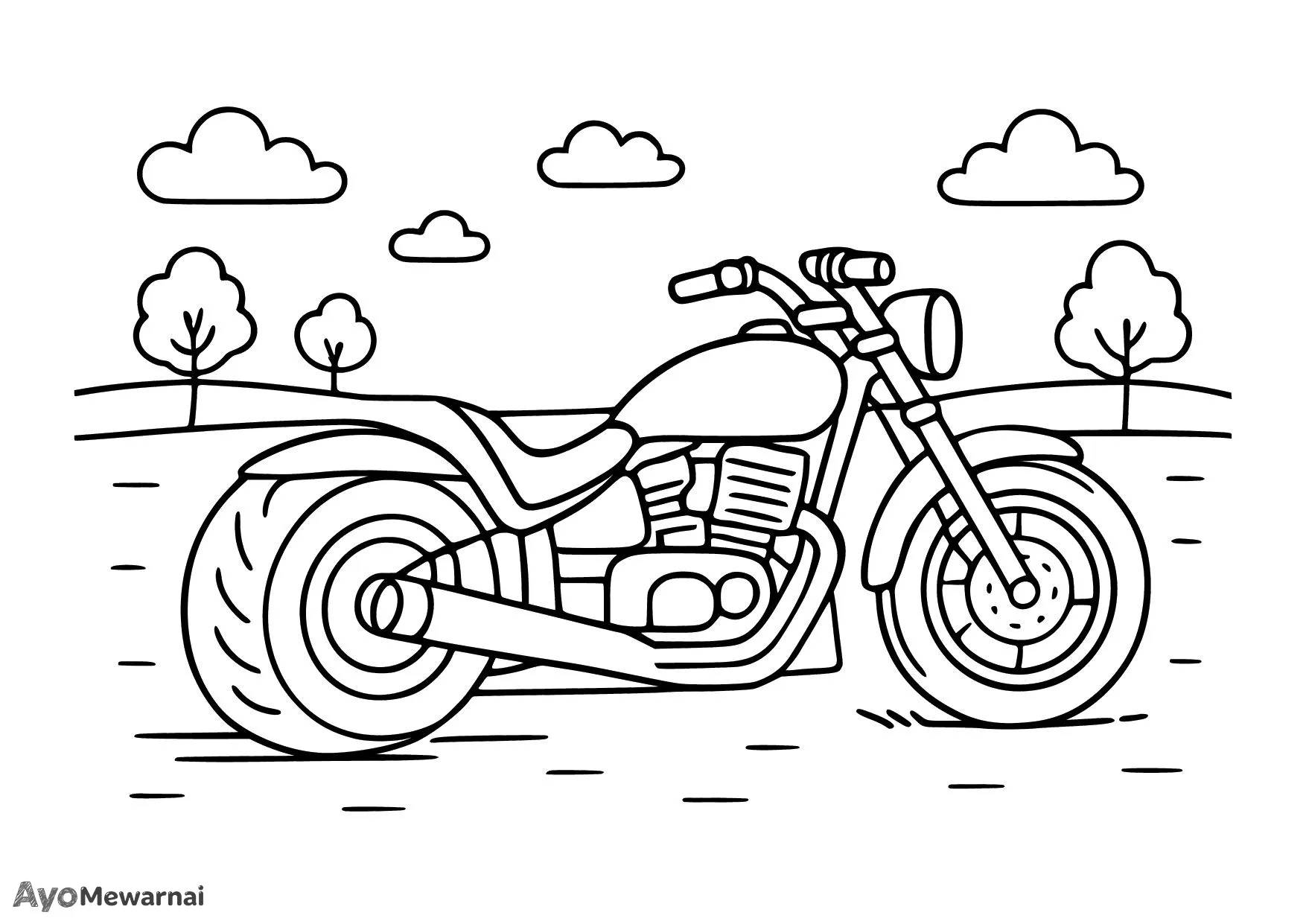 Gambar Mewarnai Motor Drag di Tengah Lapangan