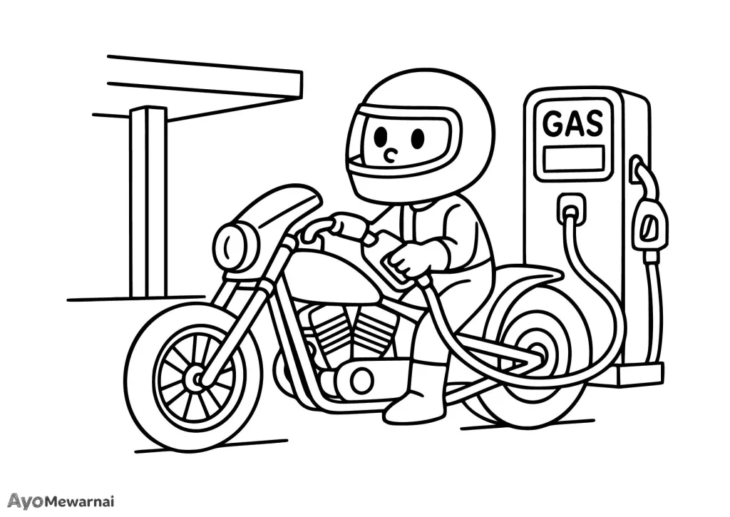 Gambar Mewarnai Motor Drag isi Bensin