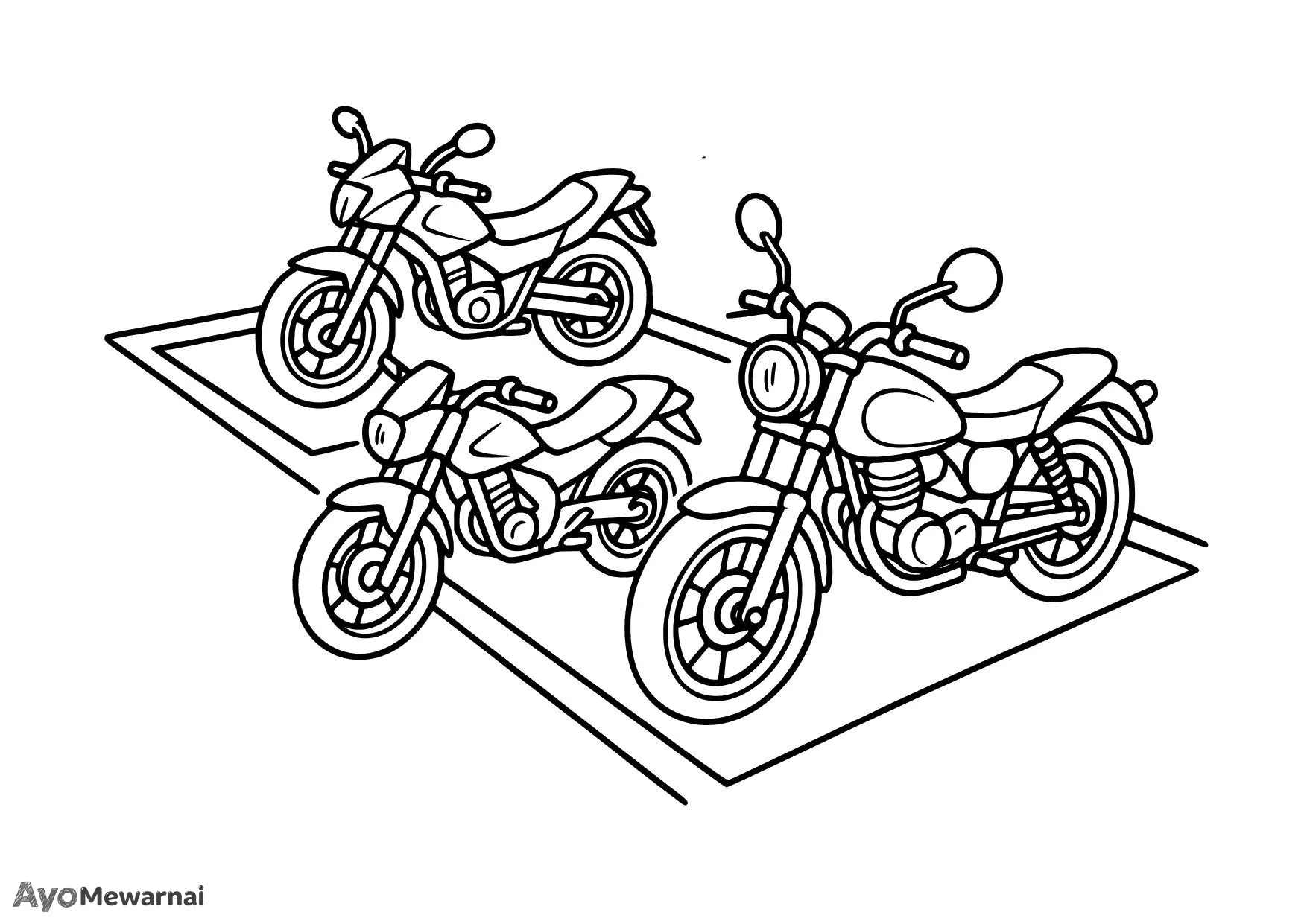 Gambar Mewarnai Motor di Area Parkir