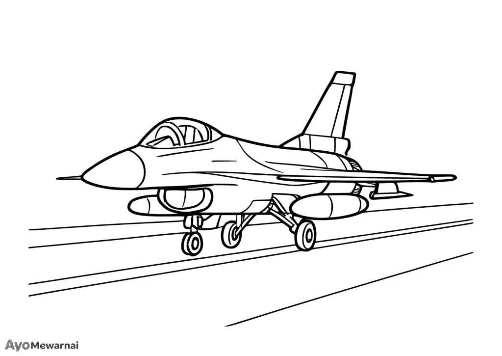 Gambar Mewarnai Pesawat Tempur Meluncur