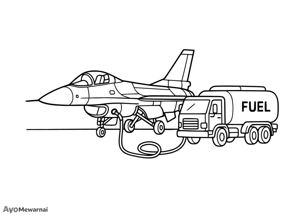 Gambar Mewarnai Pesawat Tempur Sedang Isi Bahan Bakar