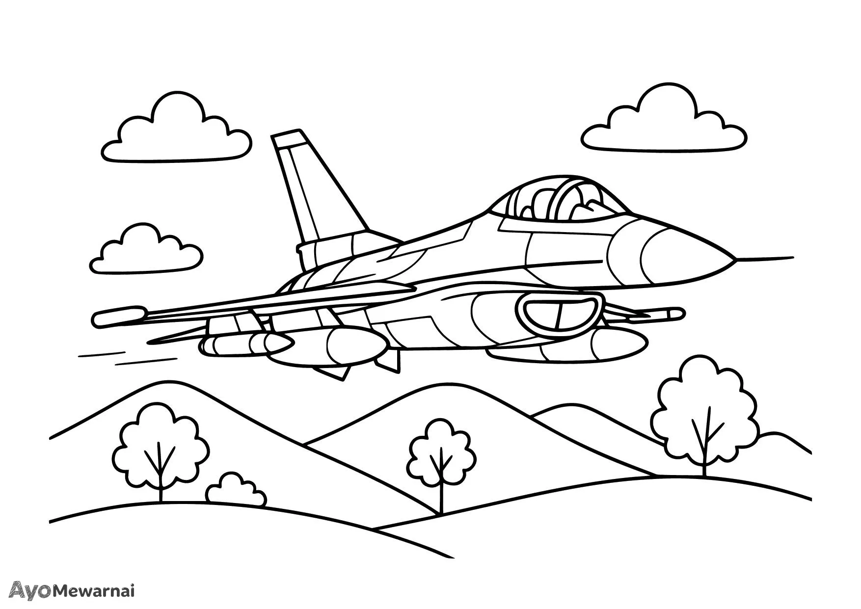 Gambar Mewarnai Pesawat Tempur Terbang Rendah