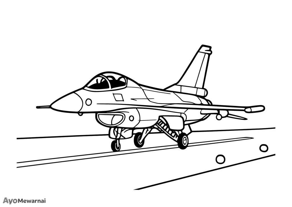 Gambar Mewarnai Pesawat Tempur di Malam Hari