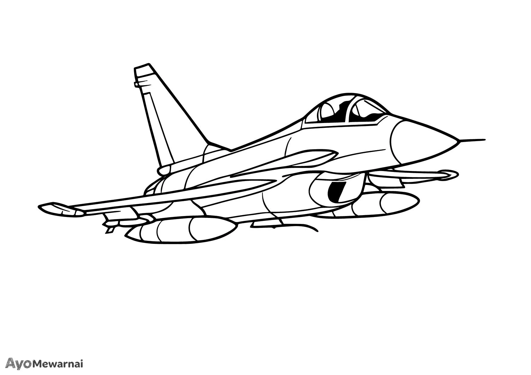 Gambar Mewarnai Pesawat Tempur di Udara