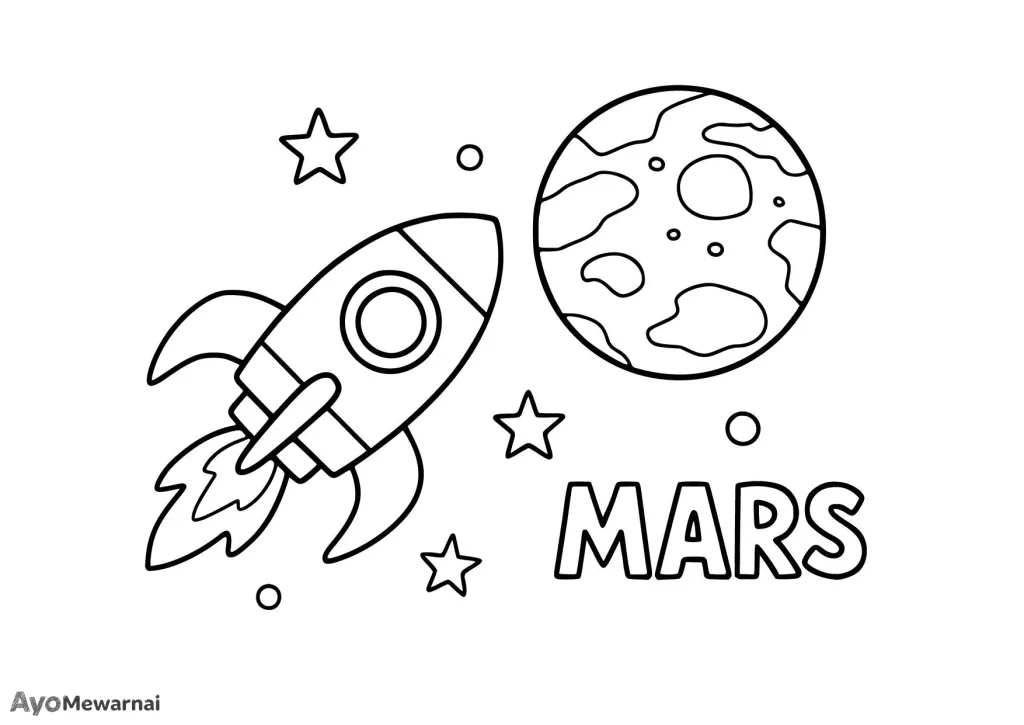 Gambar Mewarnai Roket Menuju Mars