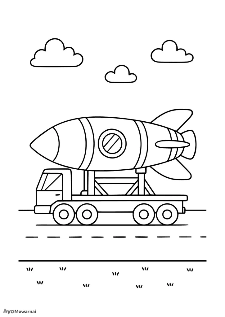 Gambar Mewarnai Roket Naik Truk