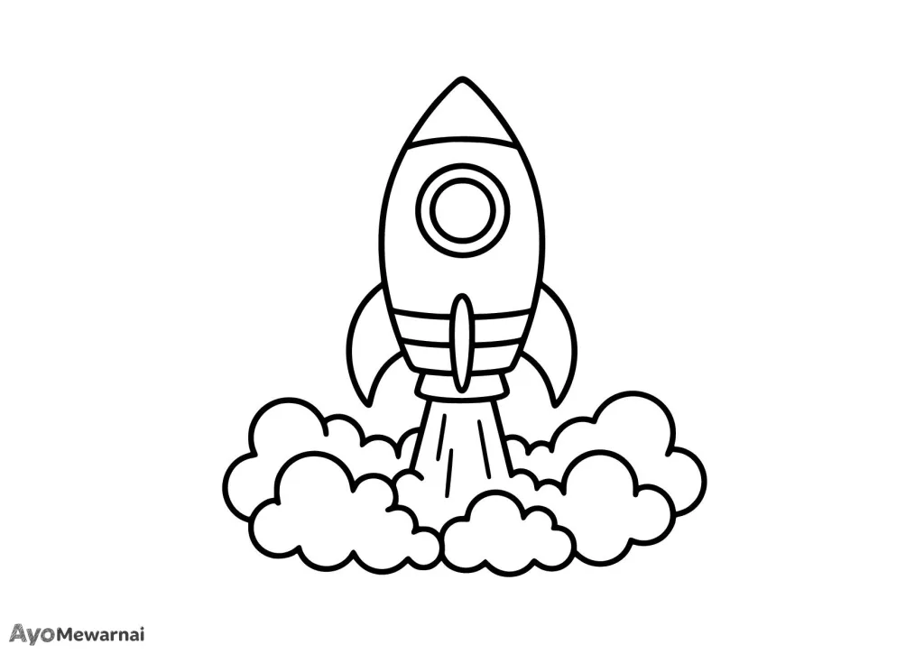 Gambar Mewarnai Roket dalam Hitungan Mundur