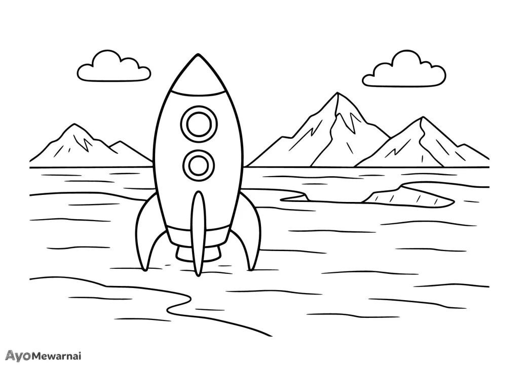 Gambar Mewarnai Roket di Lautan Es