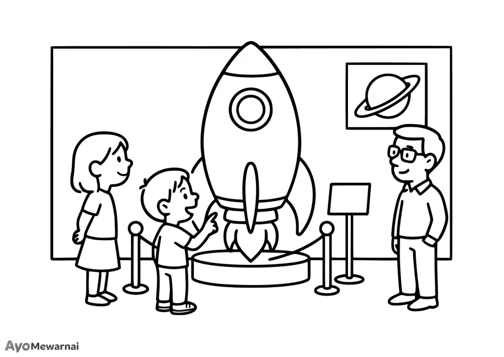 Gambar Mewarnai Roket di Panggung Pameran