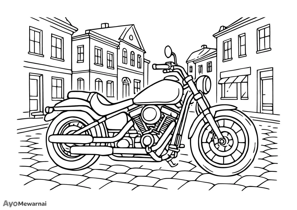 Gambar Mewarnai Sepeda Motor Klasik