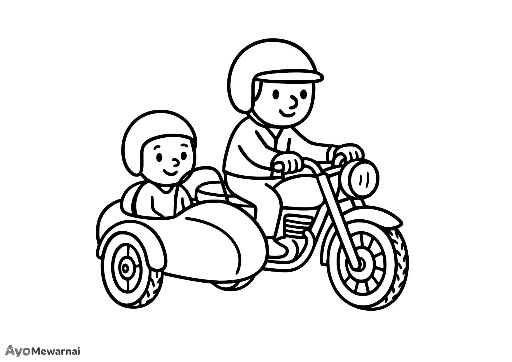 Gambar Mewarnai Sepeda Motor Roda Tiga