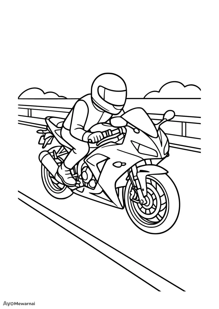 Gambar Mewarnai Sepeda Motor Sport