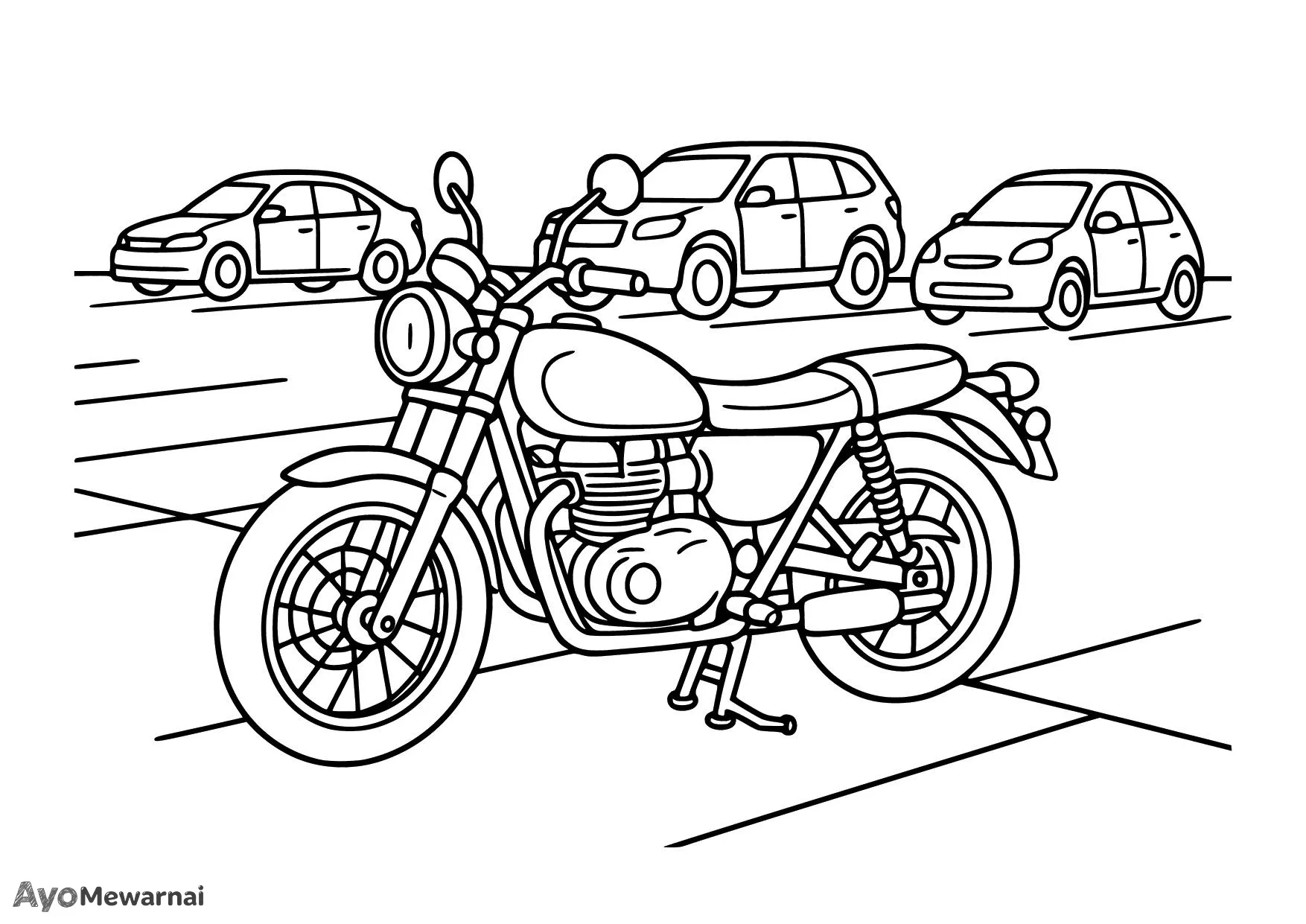 Gambar Mewarnai Sepeda Motor di Parkiran