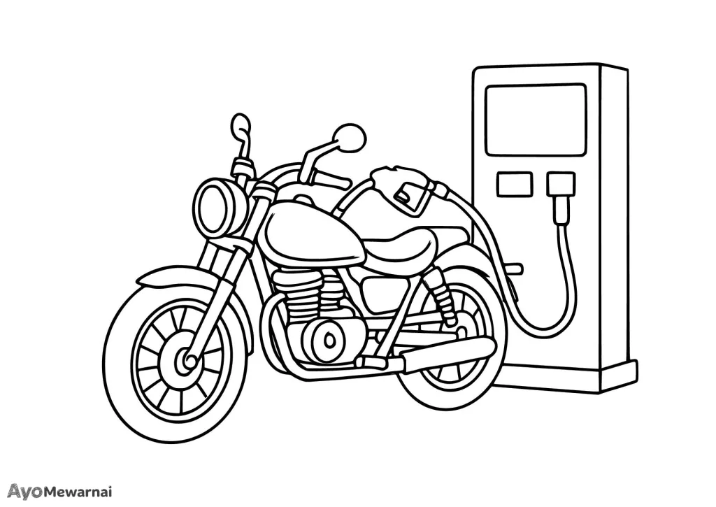 Gambar Mewarnai Sepeda Motor isi Bensin