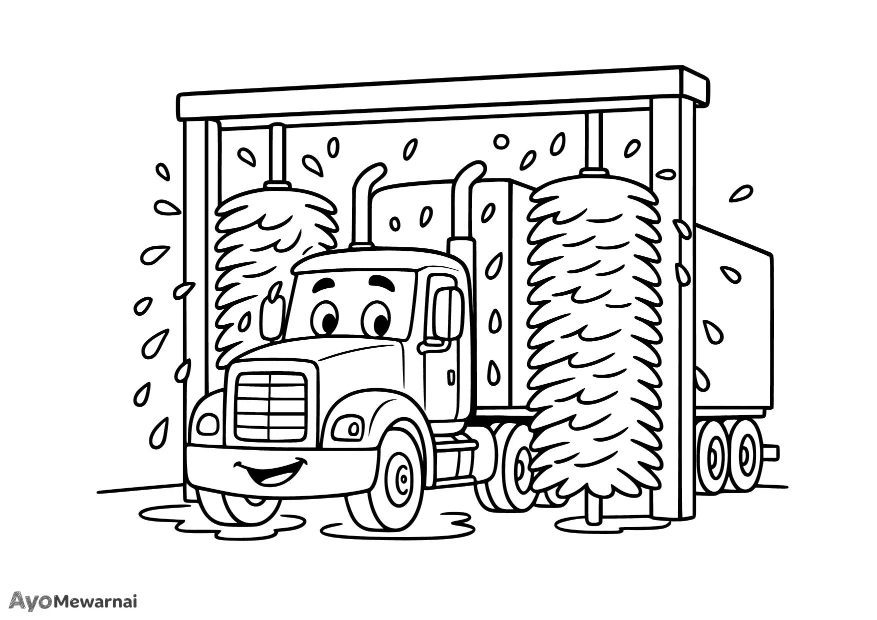 Gambar Mewarnai Truk Dicuci