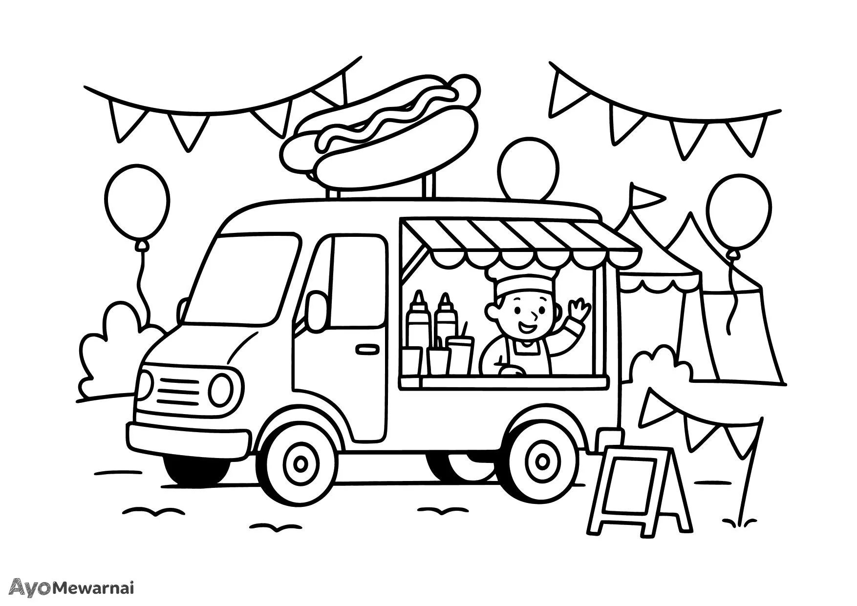 Gambar Mewarnai Truk Makanan di Festival