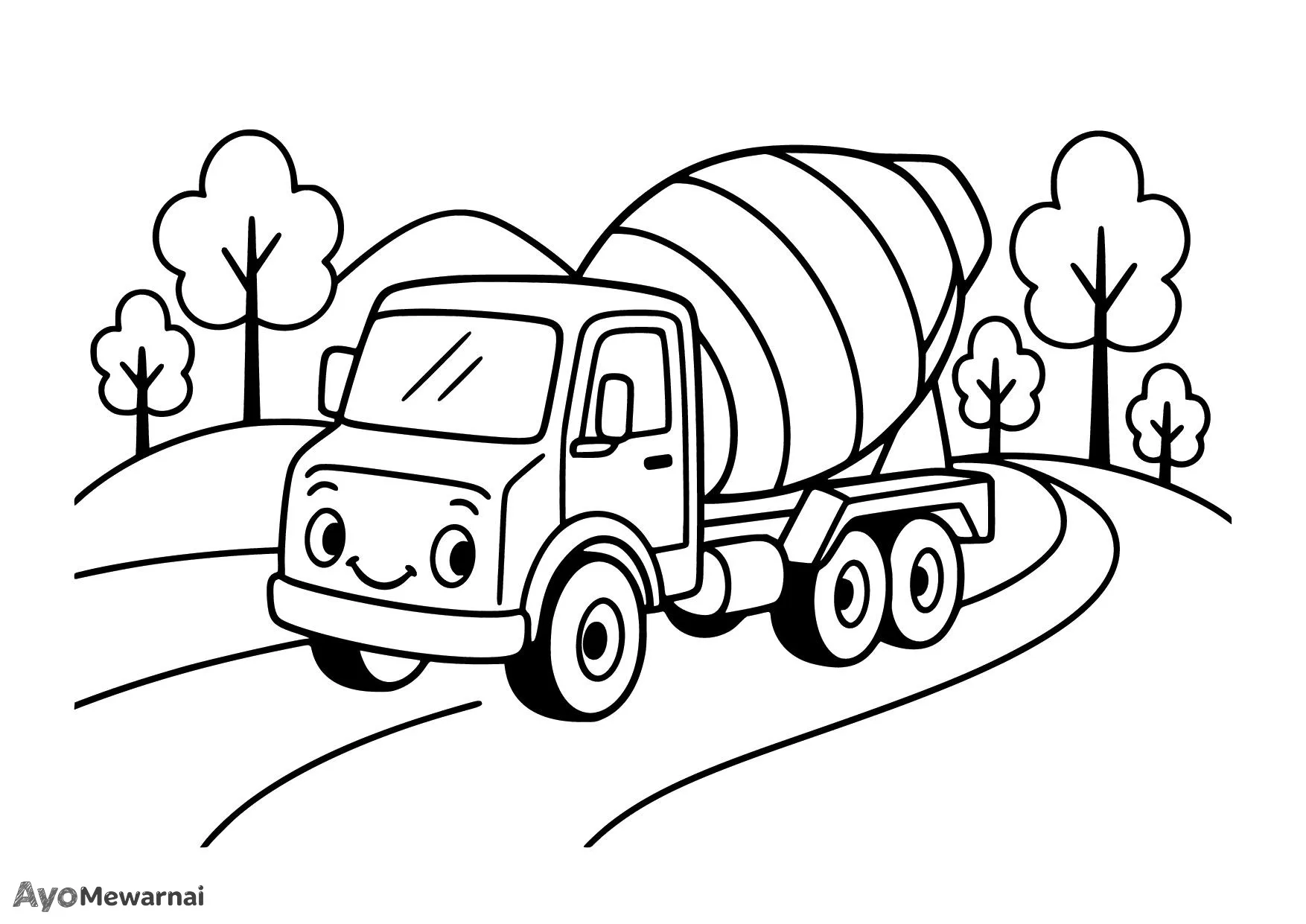 Gambar Mewarnai Truk Molen Menuju Lokasi