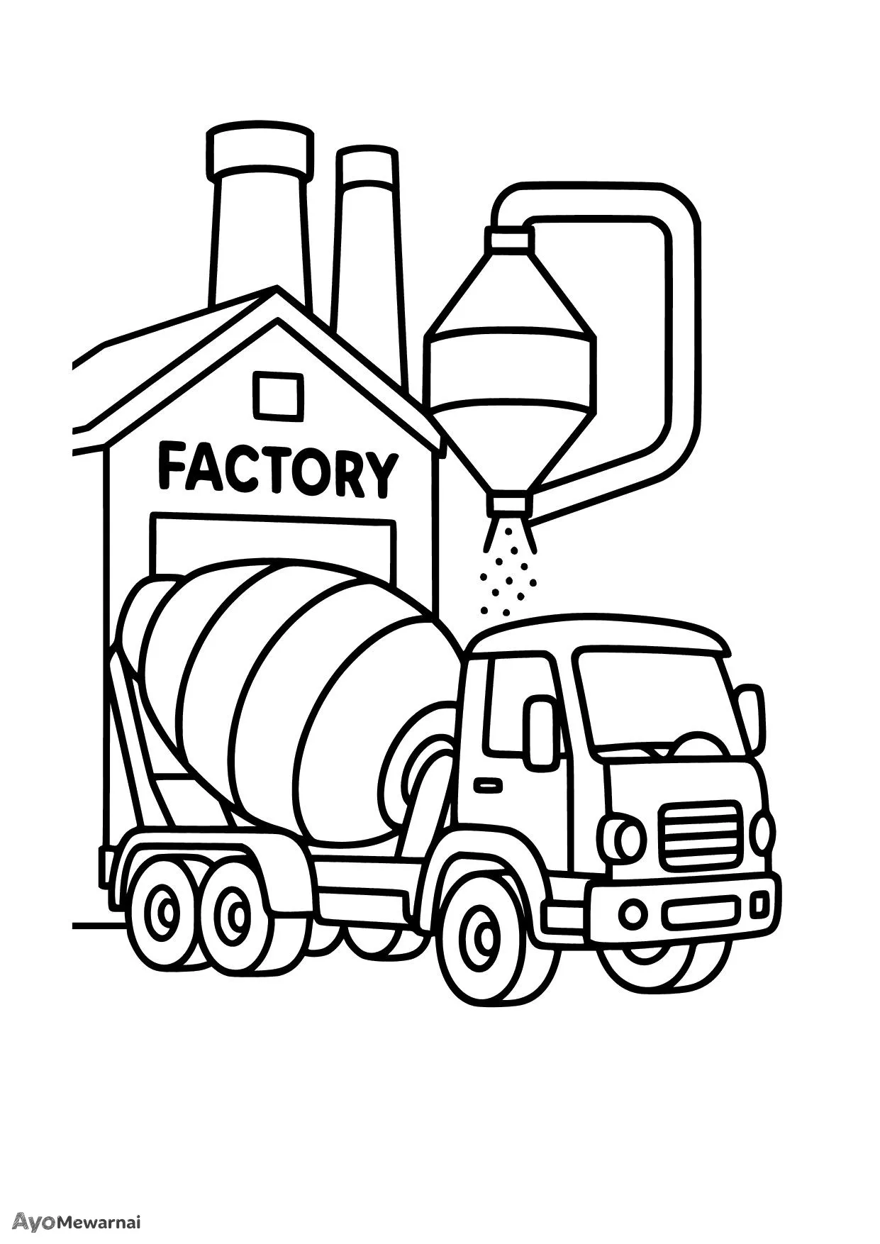 Gambar Mewarnai Truk Molen di Pabrik Semen