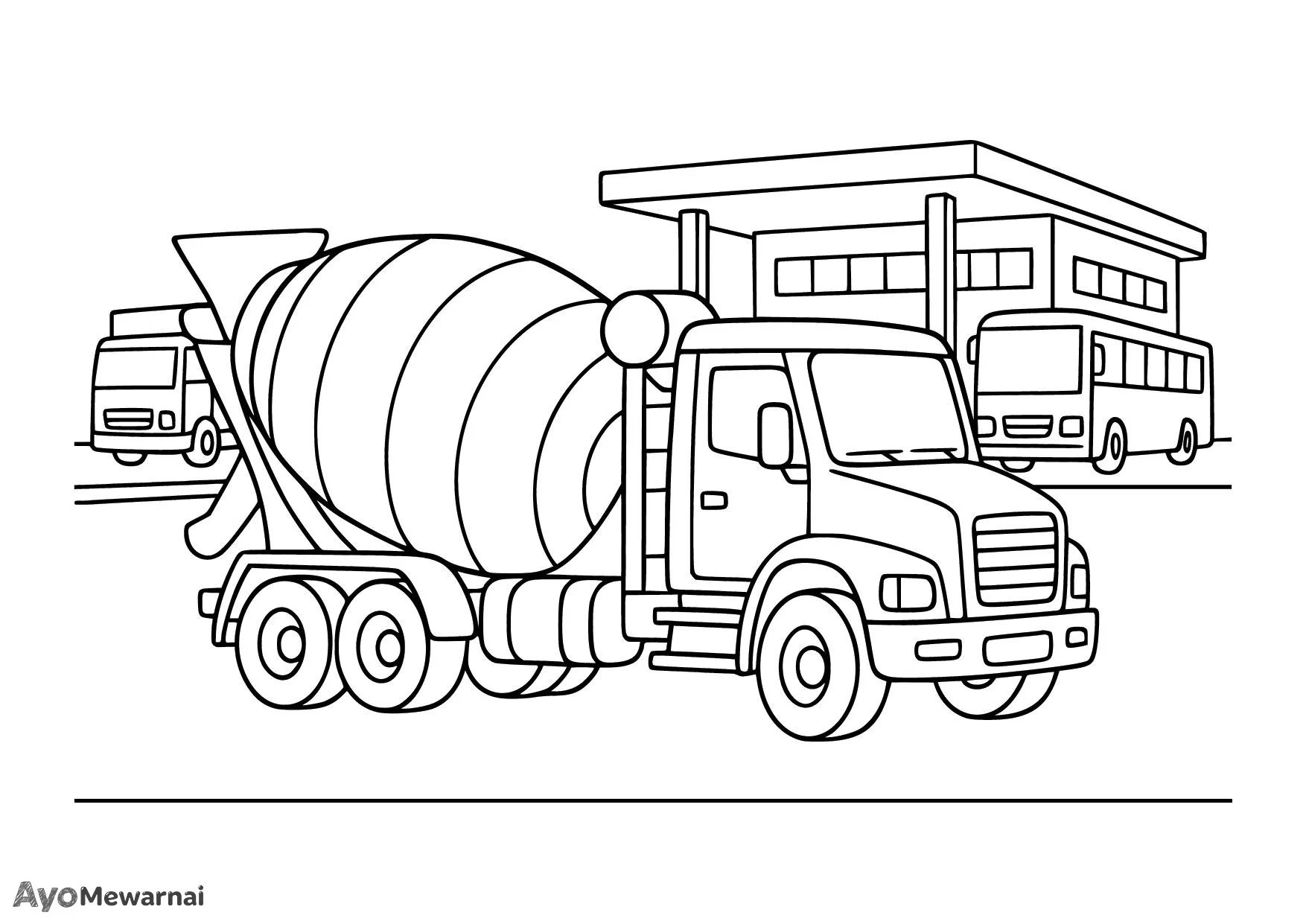 Gambar Mewarnai Truk Molen di Terminal