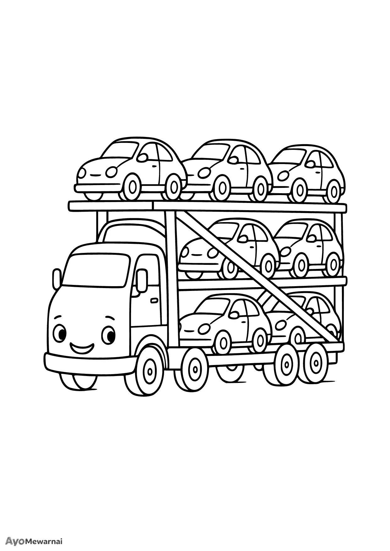 Gambar Mewarnai Truk Pengangkut Mobil