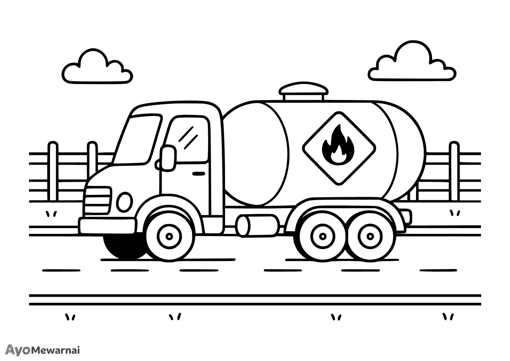 Gambar Mewarnai Truk Tangki Membawa Bahan Kimia
